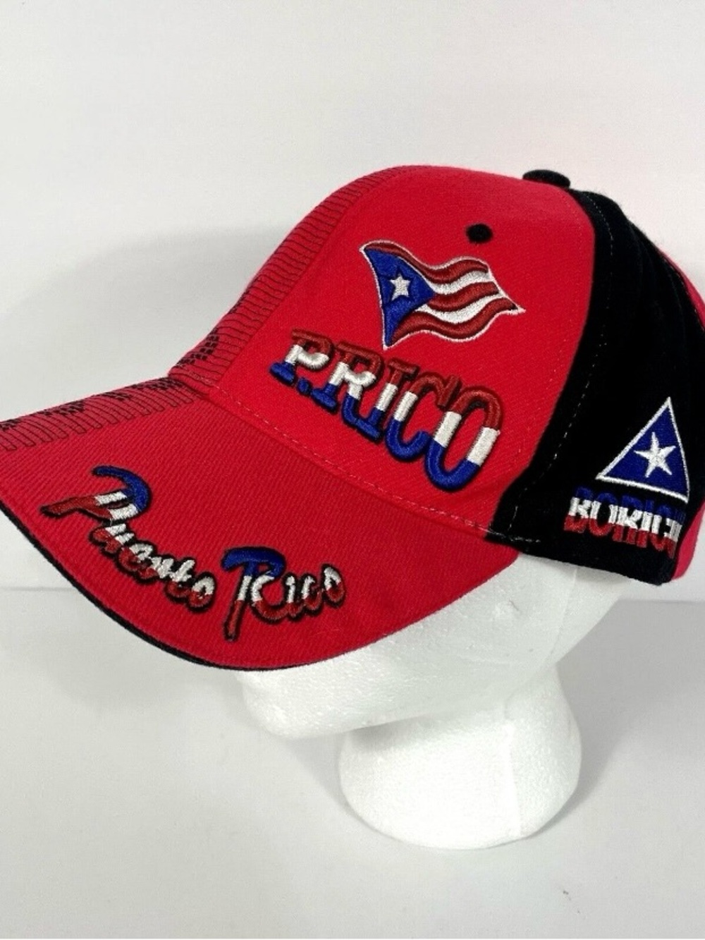 Boricua Puerto Rico Embroidered 3D Red and Black Hat Cap Ethos Best Collection